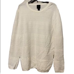 H&M mens ribbed white crewneck long sleeve sweater